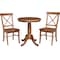 International Concepts Round 30 in Rd Top Pedestal Table, 2 X-Back Chairs, Distressed Oak, 30 in W, 30 in L, 29.1 in H, Wood K42-30RT-C613-2 - alternate 1